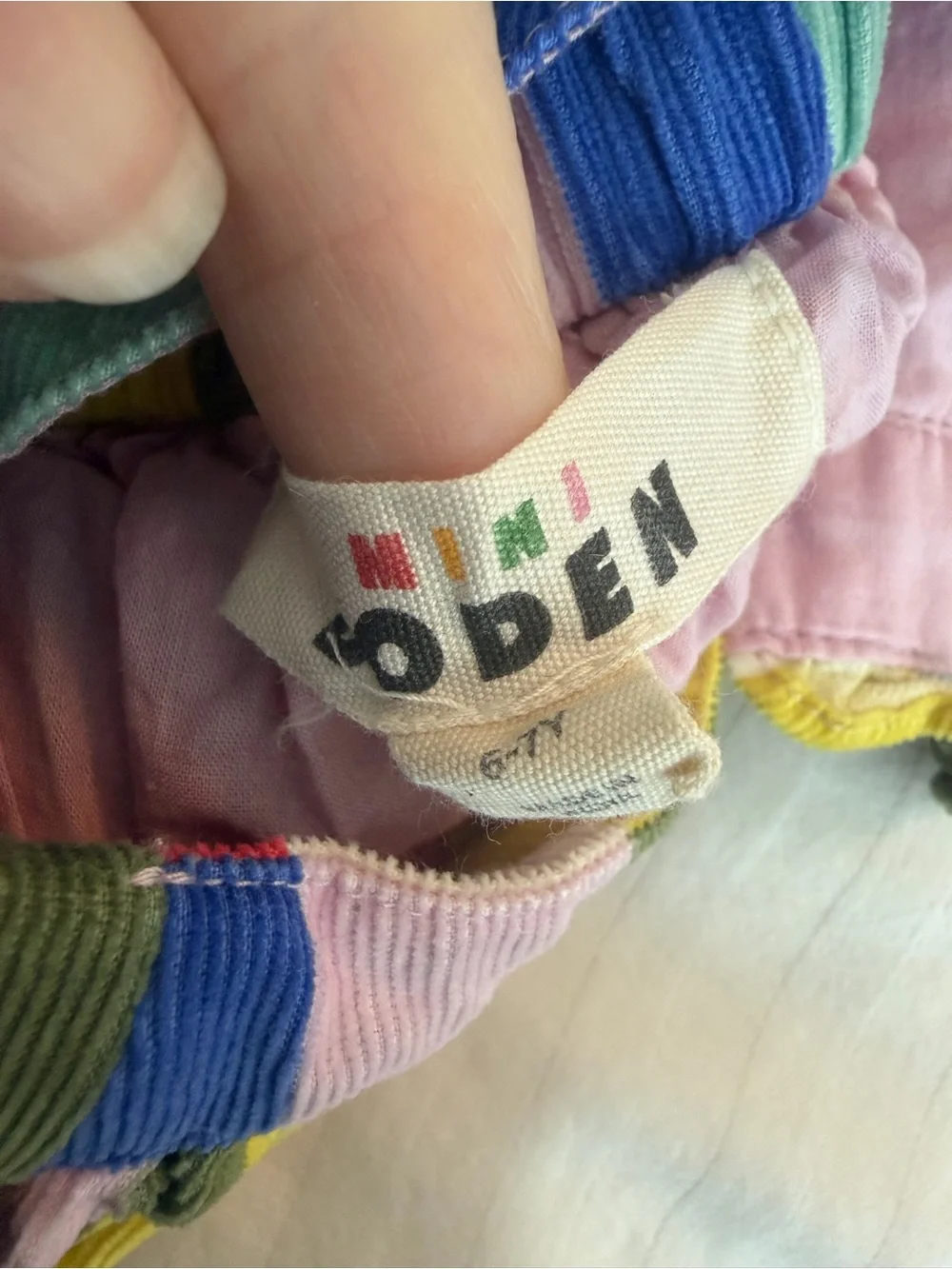 Mini Boden Striped Corduroy Dress 6-7 Years Colorful Rainbow
